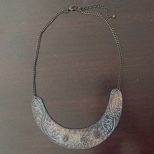 Oxidized metal plate necklace